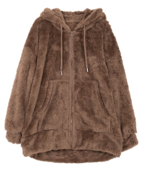 KOBE LETTUCE（コウベレタス）の「ファーフリースジップアップフーディー（パーカー・レディース・ベージュ/ピンクベージュ/ブラック/ブラウン・M）」の14枚目の写真