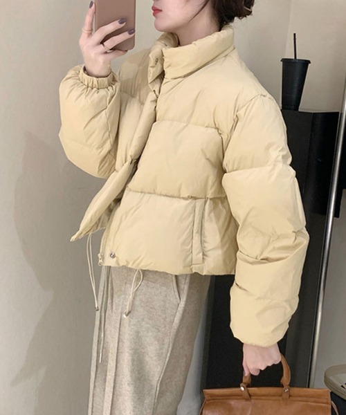 LAFFMO（ラフモ）の「スタンドカラー中綿ショートジャケット（ダウンジャケット/コート・レディース・ホワイト/ピンク/ライトパープル/ライトイエロー/ブラック/ライトブルー・S/M/L/XL）」の19枚目の写真