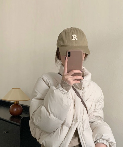 LAFFMO（ラフモ）の「スタンドカラー中綿ショートジャケット（ダウンジャケット/コート・レディース・ホワイト/ピンク/ライトパープル/ライトイエロー/ブラック/ライトブルー・S/M/L/XL）」の8枚目の写真