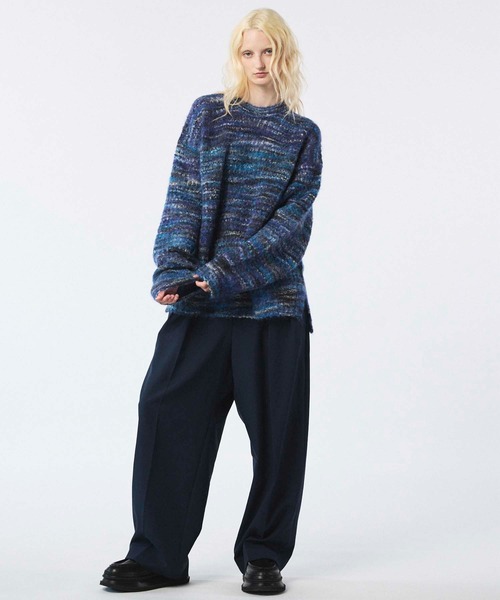 MAISON SPECIAL(メゾンスペシャル)の「《UNISEX》Italian Imported Yarn Prime-Over Crew Neck Pullover Knit/イタリアンインポートヤーンプライムオーバークルーネックプルオーバーニット【MAISON SPECIAL/メゾンスペシャル】(ニット/セーター・メンズ・グリーン/オレンジ/ブルー・1/2)」の6枚目の写真