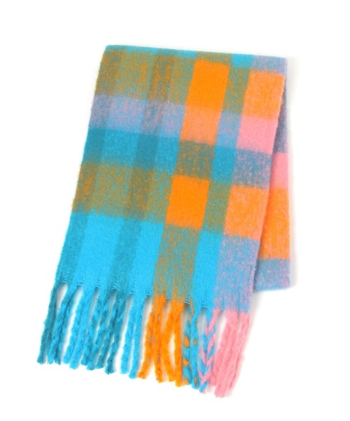 LEPSIM（レプシィム）の「チェック太フリンジストール　587981（ストール/ショール・レディース・グレー系その他/パープル系その他/オレンジ系その他・ONE SIZE）」の13枚目の写真