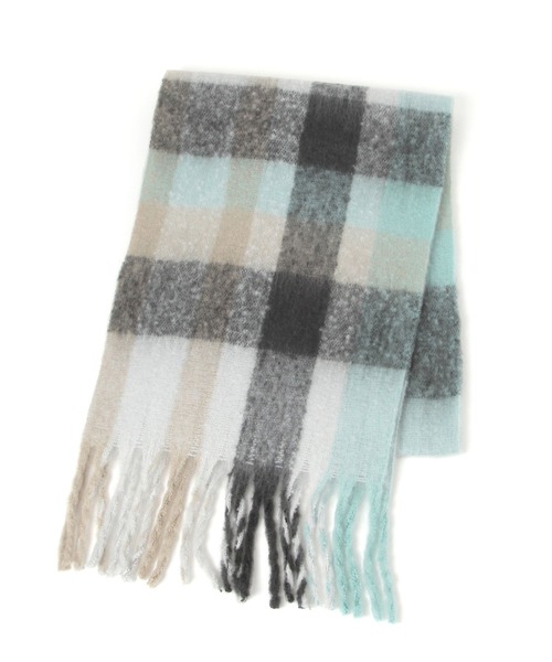 LEPSIM（レプシィム）の「チェック太フリンジストール　587981（ストール/ショール・レディース・グレー系その他/パープル系その他/オレンジ系その他・ONE SIZE）」の14枚目の写真