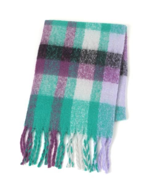 LEPSIM（レプシィム）の「チェック太フリンジストール　587981（ストール/ショール・レディース・グレー系その他/パープル系その他/オレンジ系その他・ONE SIZE）」の15枚目の写真