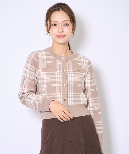 チェックジャガードニットカーディガン