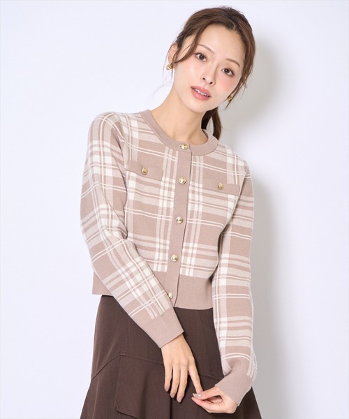 チェックジャガードニットカーディガン