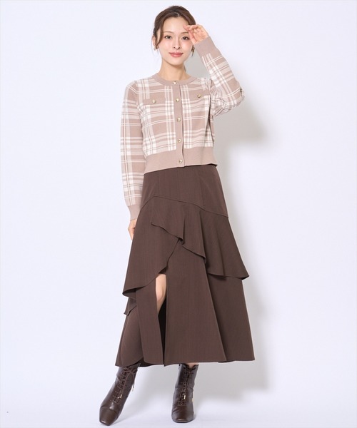 チェックジャガードニットカーディガン