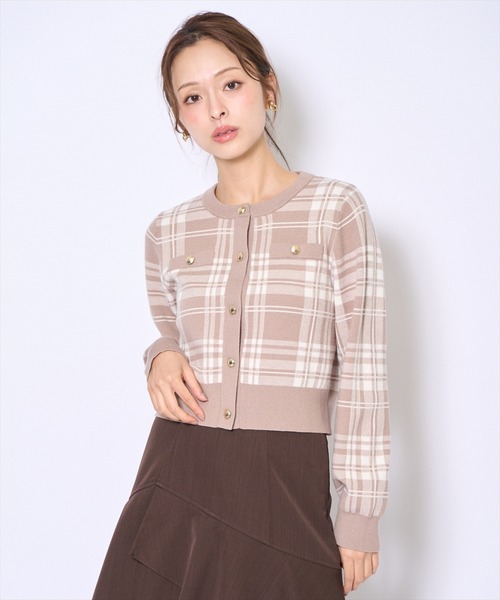 チェックジャガードニットカーディガン