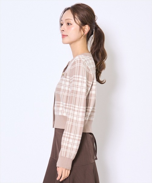 チェックジャガードニットカーディガン