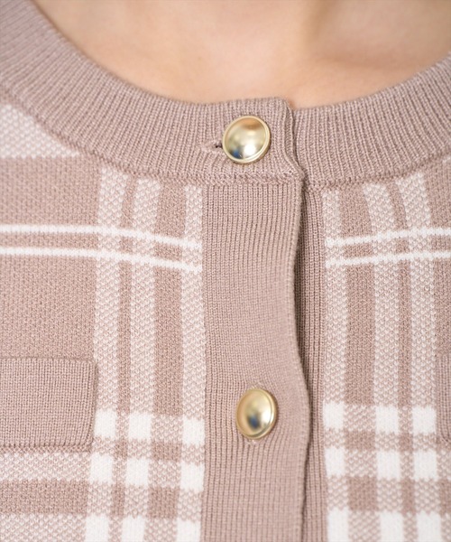 チェックジャガードニットカーディガン