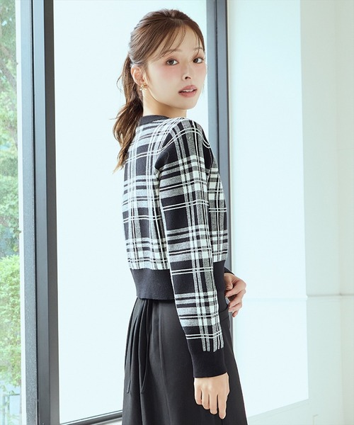 チェックジャガードニットカーディガン