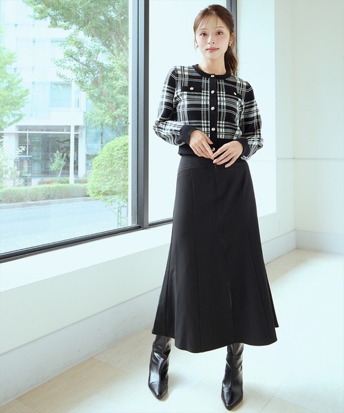 チェックジャガードニットカーディガン