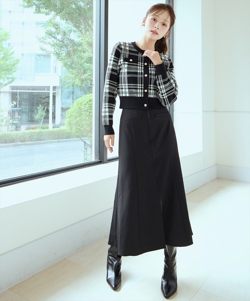 チェックジャガードニットカーディガン