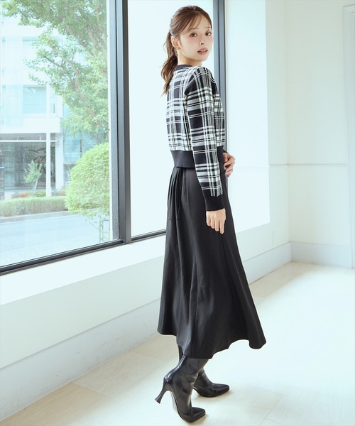 チェックジャガードニットカーディガン