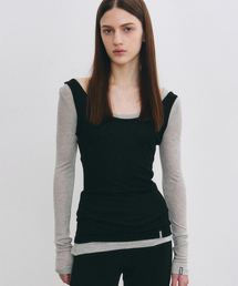 NICK&NICOLE（ニックアンドニコール）の「NICOLE MINIMAL LABEL SCOOP LS TOP_GRAY（Tシャツ/カットソー・レディース）」