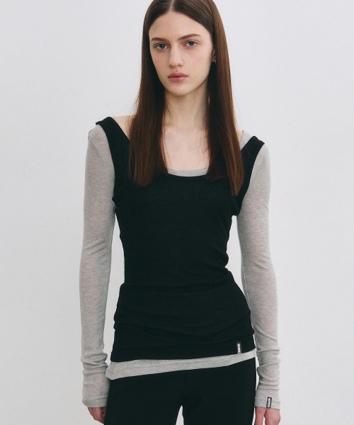 NICK&NICOLE(ニックアンドニコール)の「NICOLE MINIMAL LABEL SCOOP LS TOP_GRAY(Tシャツ/カットソー・レディース・その他・FREE)」の1枚目の写真