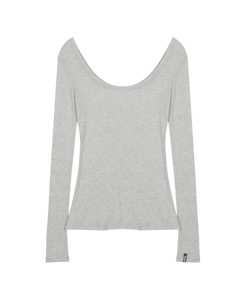 NICK&NICOLE(ニックアンドニコール)の「NICOLE MINIMAL LABEL SCOOP LS TOP_GRAY(Tシャツ/カットソー・レディース・その他・FREE)」の5枚目の写真