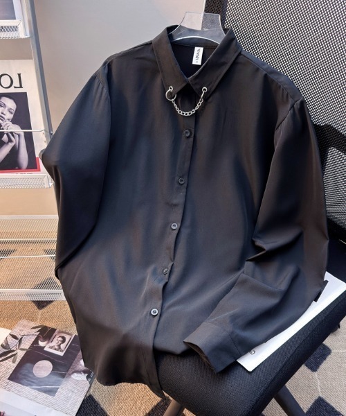 SHIBUYA Zy.(シブヤジー)の「Chain Signal襟チェーンシャツ(シャツ/ブラウス・メンズ・ブラック/ホワイト・M/L/XL)」の6枚目の写真