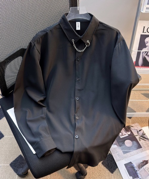 SHIBUYA Zy.(シブヤジー)の「Chain Signal襟チェーンシャツ(シャツ/ブラウス・メンズ・ブラック/ホワイト・M/L/XL)」の5枚目の写真