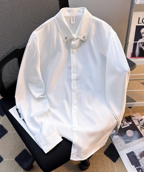 SHIBUYA Zy.(シブヤジー)の「Chain Signal襟チェーンシャツ(シャツ/ブラウス・メンズ・ブラック/ホワイト・M/L/XL)」の3枚目の写真