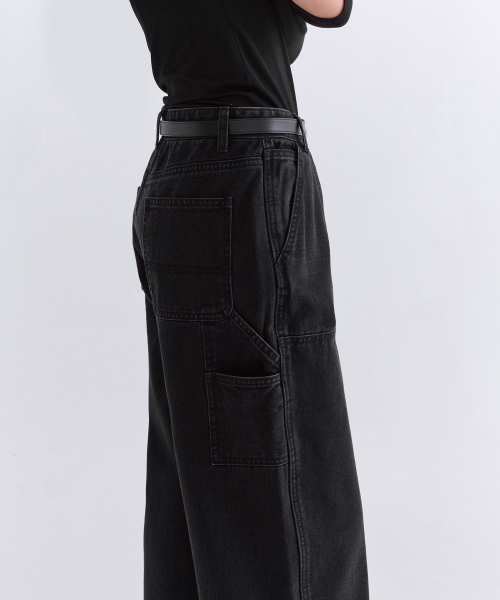 MUSINSA STANDARD WOMAN（ムシンサスタンダードウーマン）の「ウィメンズデニムダブルニーカーペンターパンツ[ウォッシュドブラック]（デニムパンツ・レディース・その他・30/24/25/26/27/28/29）」の6枚目の写真