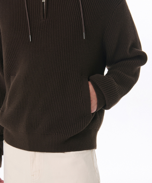 MUSINSA STANDARD（ムシンサスタンダード）の「リブフード付きニット [ブラウン]（ニット/セーター・メンズ・その他・SMALL/MEDIUM/LARGE/X-LARGE/XX-LARGE）」の5枚目の写真