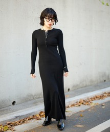 LAULEN（ローレン）の「henry neck layered long knit dress  ヘンリーネックレイヤードデザインロングニットワンピース（ワンピース）」