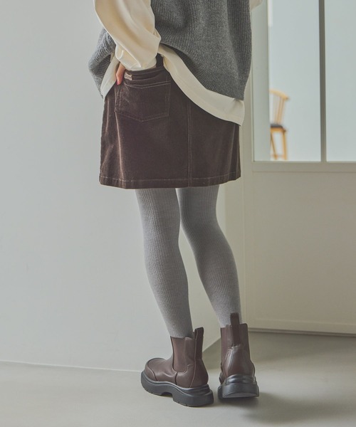 niko and...（ニコアンド）の「ストレッチコーデュロイミニスカート（スカート・レディース・ダークブラウン/アイボリー・MEDIUM/LARGE）」の7枚目の写真