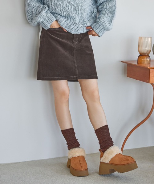 niko and...（ニコアンド）の「ストレッチコーデュロイミニスカート（スカート・レディース・ダークブラウン/アイボリー・MEDIUM/LARGE）」の10枚目の写真