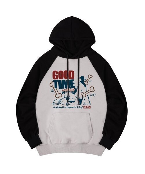MILLION DAY(ミリオンデイ)の「MILLION Good Time Raglan Hoodie(パーカー・レディース・ベージュ/オートミール/ブラック・LARGE/MEDIUM/X-LARGE)」の1枚目の写真