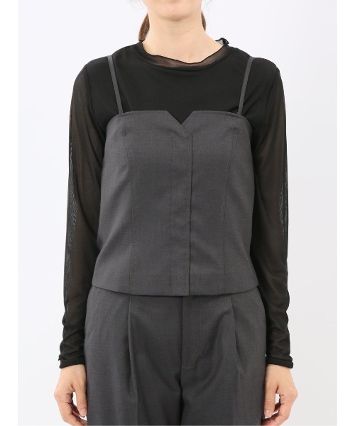 m.f.editorial(エムエフエディトリアル)の「【ストレッチ ウォッシャブル】m.f.エディトリアルレディース クリアツイル ビスチェ グレー(セットアップ可能)(スーツベスト・レディース・グレー系その他2・MEDIUM/LARGE)」の7枚目の写真