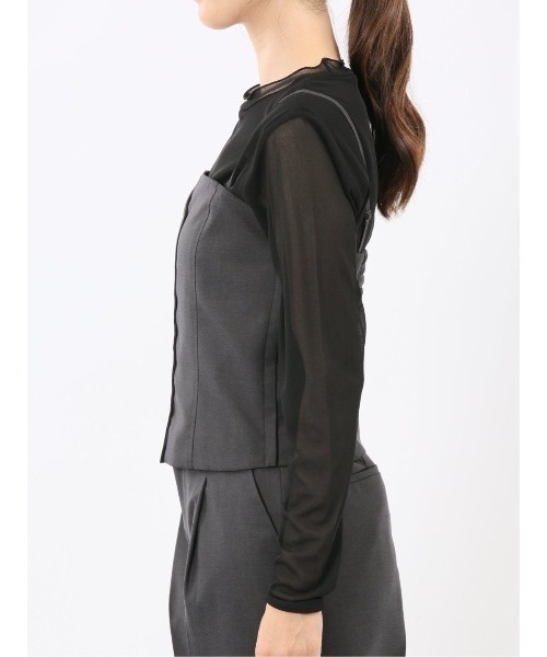 m.f.editorial(エムエフエディトリアル)の「【ストレッチ ウォッシャブル】m.f.エディトリアルレディース クリアツイル ビスチェ グレー(セットアップ可能)(スーツベスト・レディース・グレー系その他2・MEDIUM/LARGE)」の8枚目の写真