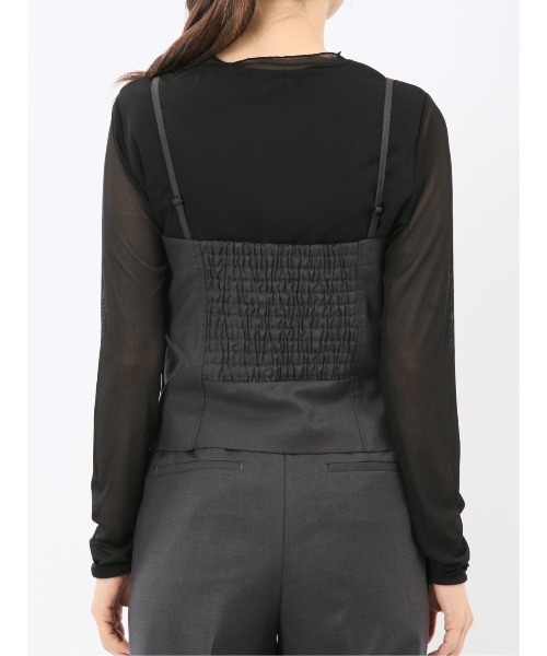 m.f.editorial(エムエフエディトリアル)の「【ストレッチ ウォッシャブル】m.f.エディトリアルレディース クリアツイル ビスチェ グレー(セットアップ可能)(スーツベスト・レディース・グレー系その他2・MEDIUM/LARGE)」の3枚目の写真