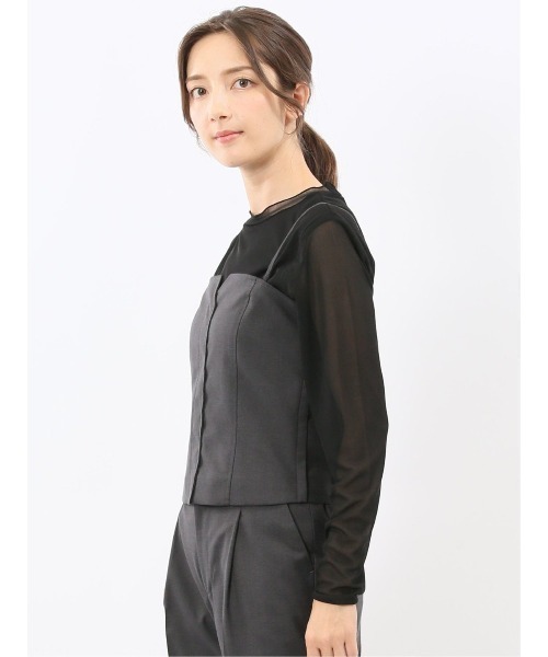 m.f.editorial(エムエフエディトリアル)の「【ストレッチ ウォッシャブル】m.f.エディトリアルレディース クリアツイル ビスチェ グレー(セットアップ可能)(スーツベスト・レディース・グレー系その他2・MEDIUM/LARGE)」の9枚目の写真