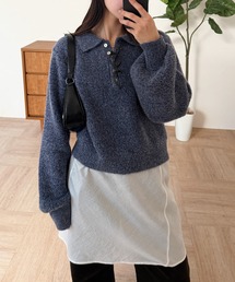 MUHET | glitter shaggy polo knit / グリッターシャギーポロニット(ニット/セーター)
