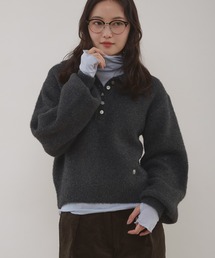 glitter shaggy polo knit / グリッターシャギーポロニット