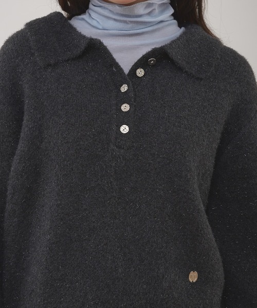 MUHET（ミュエータ）の「glitter shaggy polo knit / グリッターシャギーポロニット（ニット/セーター・レディース・チャコールグレー/モカ/ネイビー・FREE）」の18枚目の写真