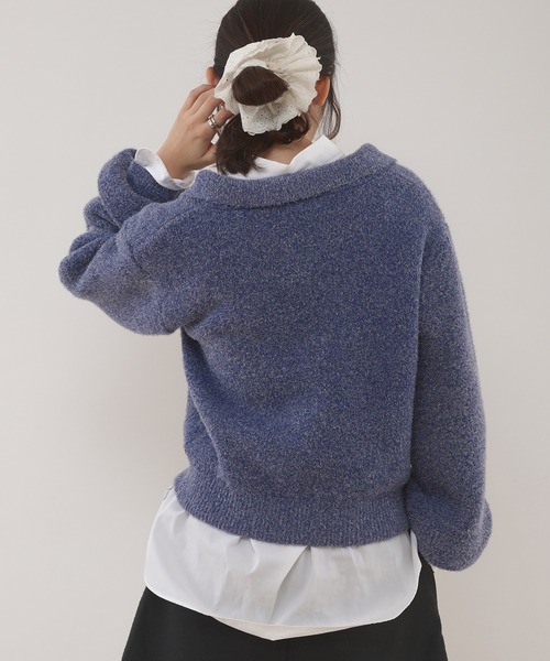 MUHET（ミュエータ）の「glitter shaggy polo knit / グリッターシャギーポロニット（ニット/セーター・レディース・チャコールグレー/モカ/ネイビー・FREE）」の13枚目の写真