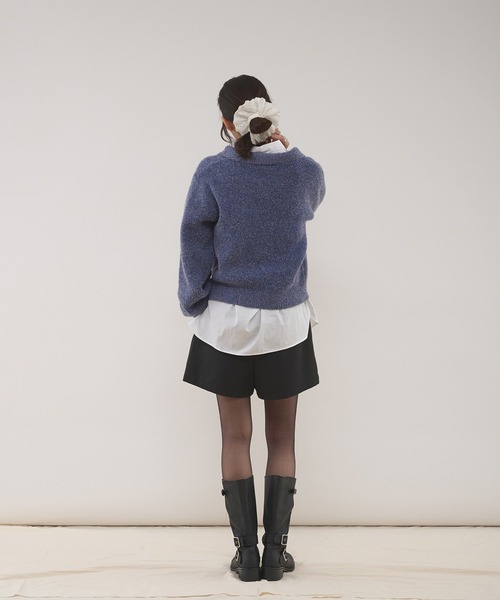 MUHET（ミュエータ）の「glitter shaggy polo knit / グリッターシャギーポロニット（ニット/セーター・レディース・チャコールグレー/モカ/ネイビー・FREE）」の16枚目の写真