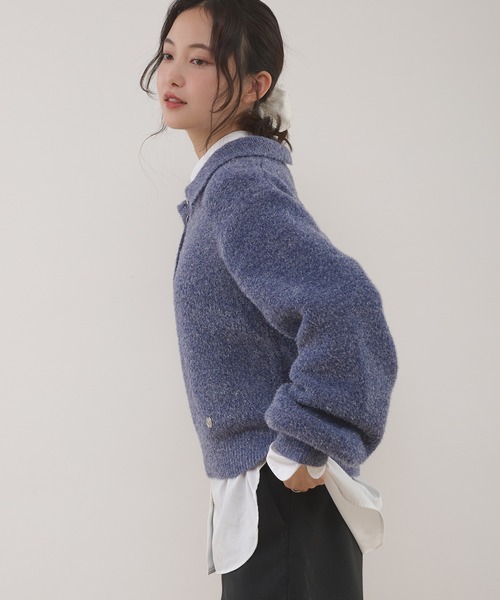 MUHET（ミュエータ）の「glitter shaggy polo knit / グリッターシャギーポロニット（ニット/セーター・レディース・チャコールグレー/モカ/ネイビー・FREE）」の12枚目の写真