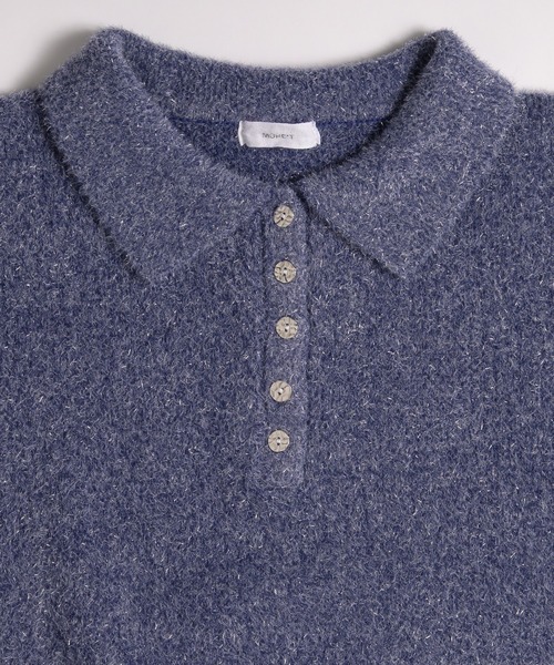MUHET（ミュエータ）の「glitter shaggy polo knit / グリッターシャギーポロニット（ニット/セーター・レディース・チャコールグレー/モカ/ネイビー・FREE）」の6枚目の写真