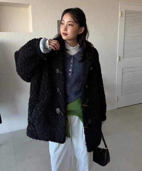 MUHET（ミュエータ）の「glitter shaggy polo knit / グリッターシャギーポロニット（ニット/セーター・レディース・チャコールグレー/モカ/ネイビー・FREE）」の7枚目の写真