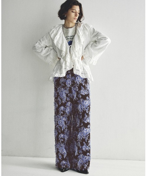 ROSE BUD（ローズバッド）の「(mag.by c)FLOWER JACQUARD PANTS（その他パンツ・レディース・ブラウン/ネイビー・S/M）」の17枚目の写真