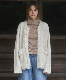 ANDNEEDS（アンドニーズ）の「Allen tweed cardigan (ivory)（カーディガン/ボレロ）」