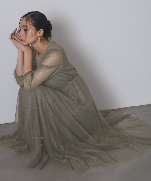 Rose of Sharon(ローズオブシャロン)の「シアービスチェ風フレアドレス(ドレス・レディース・ブラック/カーキ/ラベンダー/チャコール・M)」の4枚目の写真