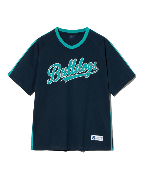 YALE(イェール)の「ベースボールテーピングVネックラグラン半袖Tシャツネイビー/ジェイドグリーン(Tシャツ/カットソー・レディース・その他・LARGE/MEDIUM/SMALL/X-LARGE)」の1枚目の写真