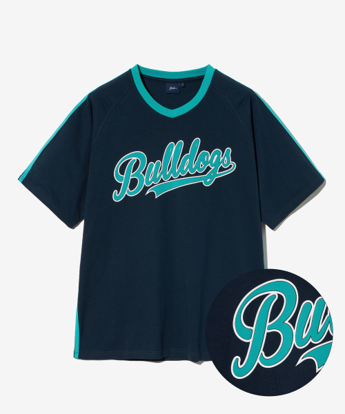YALE(イェール)の「ベースボールテーピングVネックラグラン半袖Tシャツネイビー/ジェイドグリーン(Tシャツ/カットソー・レディース・その他・LARGE/MEDIUM/SMALL/X-LARGE)」の2枚目の写真