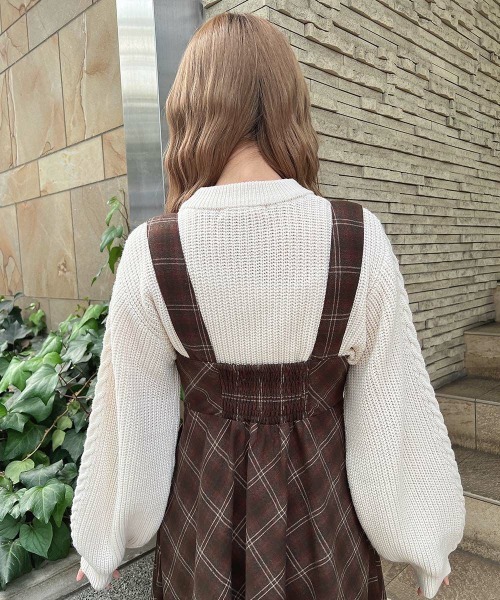 F i.n.t（フィント）の「ディープＶネックチェックジャンパースカート/fint フィント（ジャンパースカート・レディース・ネイビー/ブラウン/レッド・FREE）」の14枚目の写真