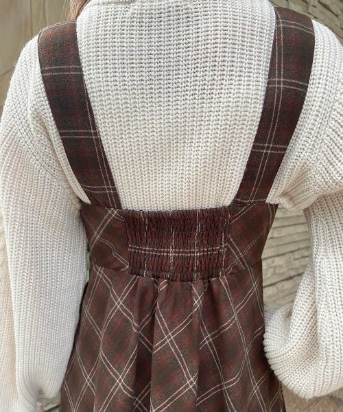 F i.n.t（フィント）の「ディープＶネックチェックジャンパースカート/fint フィント（ジャンパースカート・レディース・ネイビー/ブラウン/レッド・FREE）」の15枚目の写真