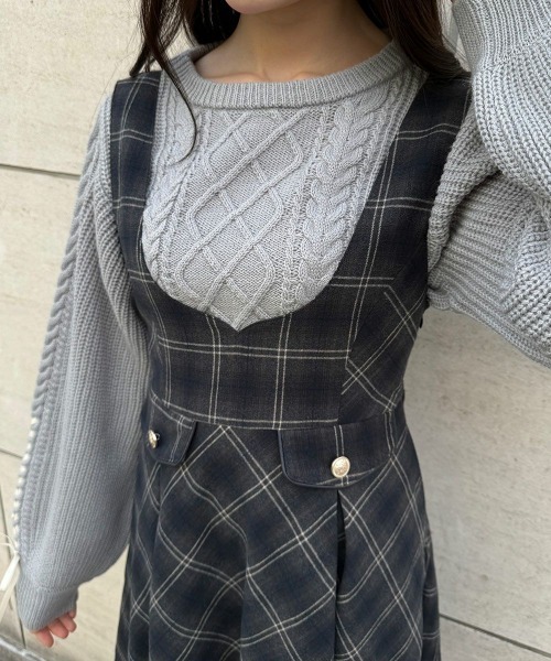 F i.n.t（フィント）の「ディープＶネックチェックジャンパースカート/fint フィント（ジャンパースカート・レディース・ネイビー/ブラウン/レッド・FREE）」の19枚目の写真