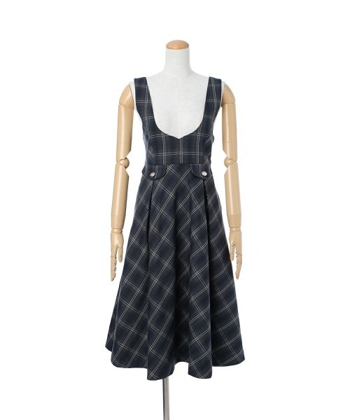 F i.n.t（フィント）の「ディープＶネックチェックジャンパースカート/fint フィント（ジャンパースカート・レディース・ネイビー/ブラウン/レッド・FREE）」の22枚目の写真